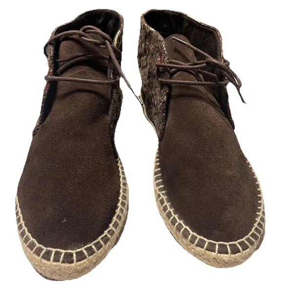 Veracruz Artisan Brown Suede & Tapestry Chukkas Women's Size 39 Made In Spain - Picture 2 of 8